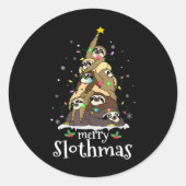 Sticker Rond Merry Slothmas Cute Xmas Sloth Santa Hat Christmas (Devant)
