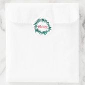 Sticker Rond Merry Wreath avec un script de baies (Sac)