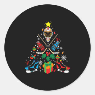 Sticker Rond Merry Xmas Ice Hockey