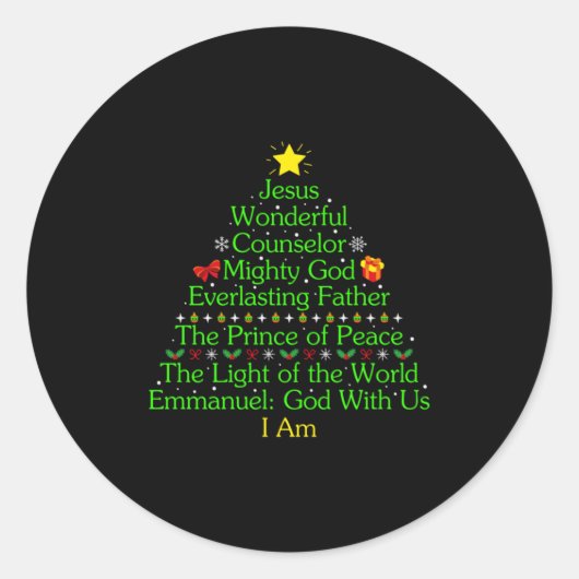 Sticker Rond Merry Xmas Jesus Wonderful Counselor Mighty (Devant)