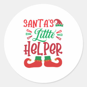 Sticker Rond Merry Xmas Santa Little Helper