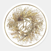 Sticker Rond Merveille de couronne d'or Noël (Devant)