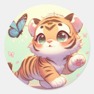 Sticker Rond Merveilleuse dans les yeux d'un chaton
