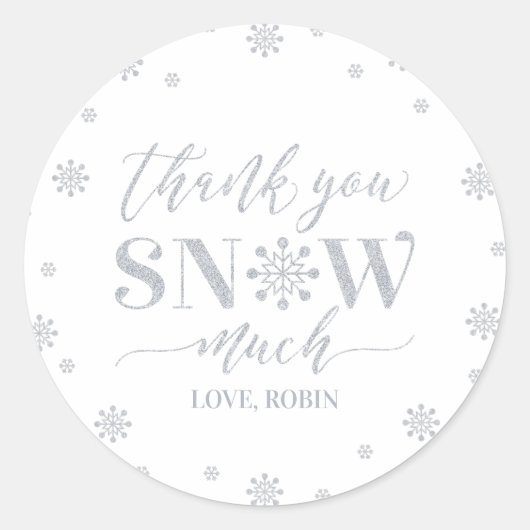 Sticker Rond Merveilleuse hiver argent, neige Merci beaucoup (Devant)