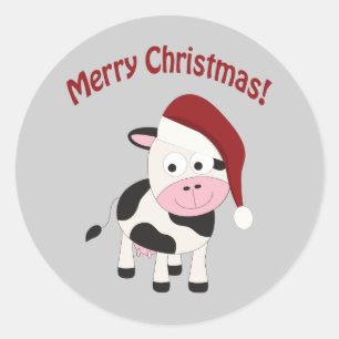 Sticker Rond Merveilleuse vache de Noël