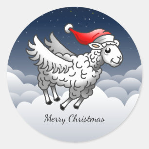 Sticker Rond Merveilleux agneau de Noël