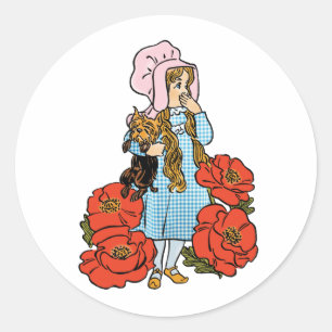 Sticker Rond Merveilleux Magicien d'Oz, Dorothy, Fleurs de Pavo
