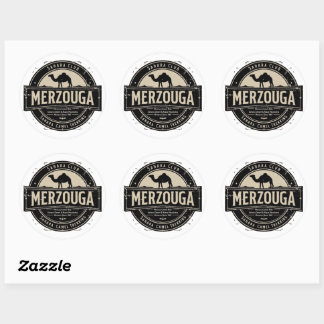 Sticker Rond Merzouga Sahara Randonnée à Chameau Badge Vintage