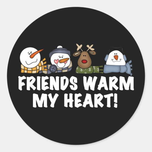 Sticker Rond Mes Amis Réchauffent Mon Coeur ! (Devant)
