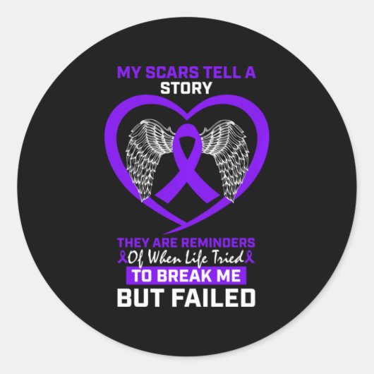 Sticker Rond Mes cicatrices racontent une histoire Lymphome de  (Devant)