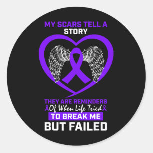 Sticker Rond Mes cicatrices racontent une histoire Purple Fibro