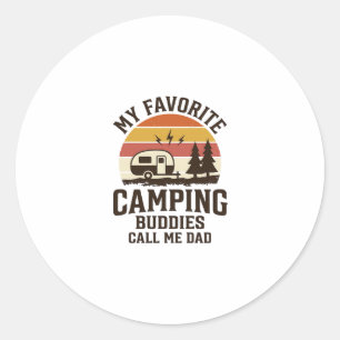 Sticker Rond Mes copains de camping préférés m'appellent Papa V