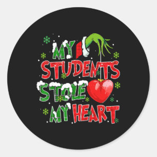Sticker Rond Mes élèves de Noël ont volé mon cœur Xmas Enseigna