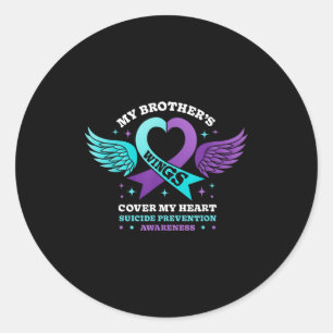 Sticker Rond Mes frères ailes couvrent mon coeur la prévention 