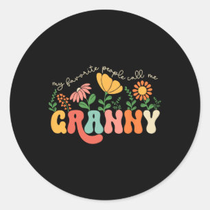 Sticker Rond Mes Gens Préférés M'Appelent Fête Des Mères Granny