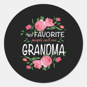 Sticker Rond Mes Gens Préférés M'Appelent Grand-Mère Florale Mè