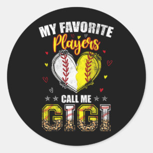 Sticker Rond Mes Joueurs préférés De Baseball Softball M'Appele