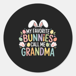 Sticker Rond Mes lapins préférés m'appellent grand-mère lapin d