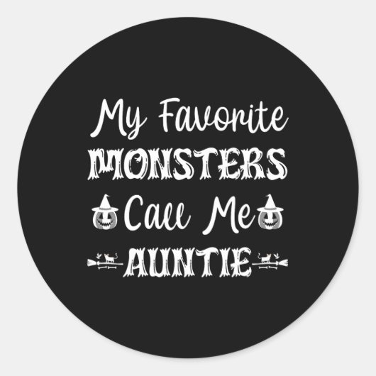 Sticker Rond Mes Monstres Favoris M'Appelent Tante Fun Chat Tan (Devant)