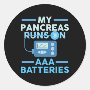 Sticker Rond Mes Pancréas Fonctionnent Sur Des Batteries Aaa Ty