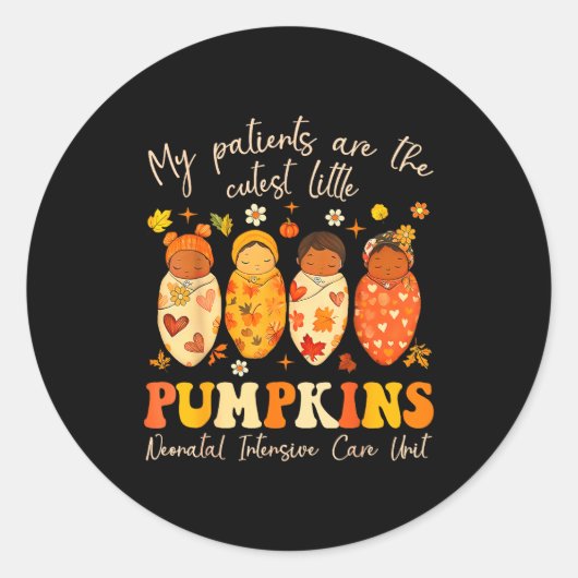 Sticker Rond Mes patients sont les plus mignons petits citrouil (Devant)