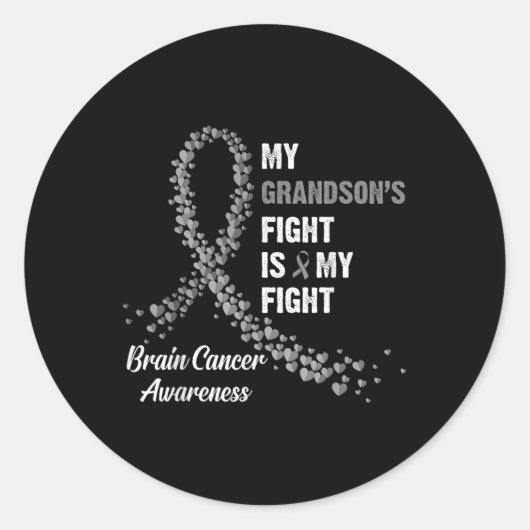 Sticker Rond Mes petits-fils combattent ma lutte Conscience du  (Devant)