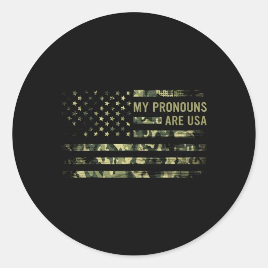 Sticker Rond Mes Pronounours Sont Américains 4 juillet Drapeau  (Devant)