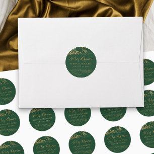 Sticker Rond Mes Quinze ans Émeraude et Feuille d'Or 15e Annive