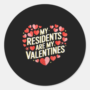 Sticker Rond Mes résidents sont mes Saint-Valentin Cœur Design