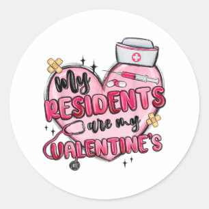 Sticker Rond Mes Résidents Sont Mes Valentines Jour Infirmière