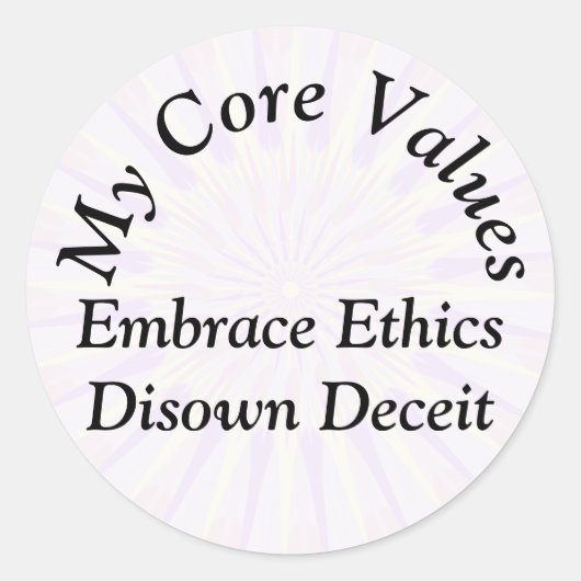 Sticker Rond Mes valeurs fondamentales - Embrasser l'éthique Di (Devant)