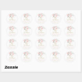 Sticker Rond Mes XV ans fleurs roses (Feuille)