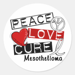 Sticker Rond Mesothelioma PEACE LOVE CURE 1