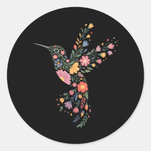 Sticker Rond Messag caché subtil anti-Trump Floral Hummingbird