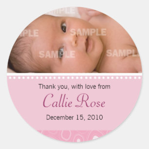 Sticker Rond Message Bébé de la goutte rose