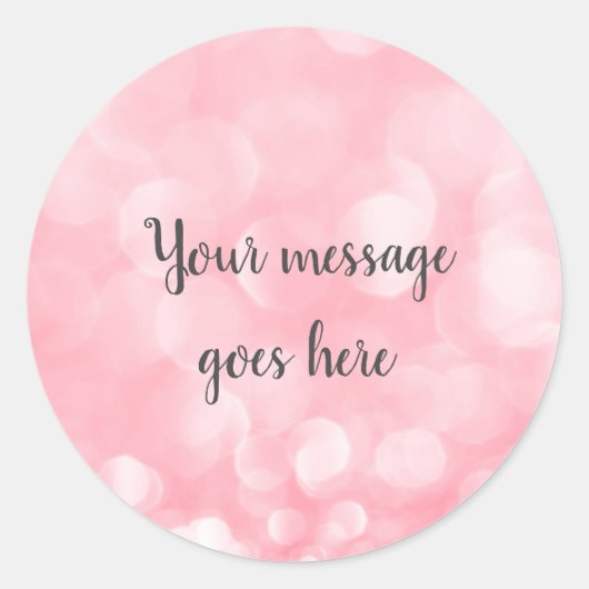 Sticker Rond Message Bokeh rose (Devant)