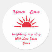 Sticker Rond Message d'amour personnalisé (Devant)