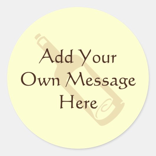 Sticker Rond Message dans une bouteille. (Devant)