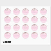 Sticker Rond Message de fleur délicate rose moderne Nom (Feuille)