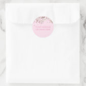 Sticker Rond Message de fleur délicate rose moderne Nom (Sac)