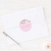 Sticker Rond Message de fleur délicate rose moderne Nom (Enveloppe)