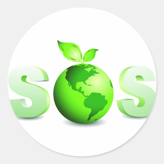 Sticker Rond Message de Jour des terres SOS Green Earth (Devant)