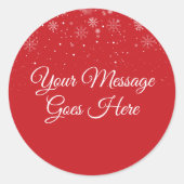 Sticker Rond Message de Noël personnalisé rouge neige (Devant)