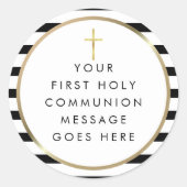 Sticker Rond Message de Première Sainte Communion avec croix do (Devant)