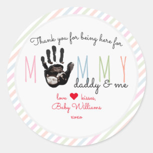 Sticker Rond Message du Baby shower Bump Ultrasound Cute