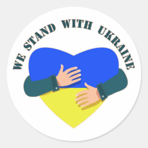 Sticker Rond Message inspirant Nous sommes avec l'Ukraine