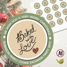 Sticker Rond Message personnalisé « Cuisiné avec amour » Noël
