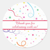 Sticker Rond Message personnalisé de célébration de Merci simpl (Devant)