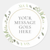 Sticker Rond Message personnalisé feuilles aquarelle verdure ma (Devant)