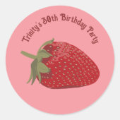 Sticker Rond Message personnalisé fraise rouge et rose (Devant)